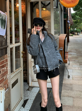 F PROJECT【温暖底牌】90白鸭绒亮片立领短款小香针织羽绒服秋冬