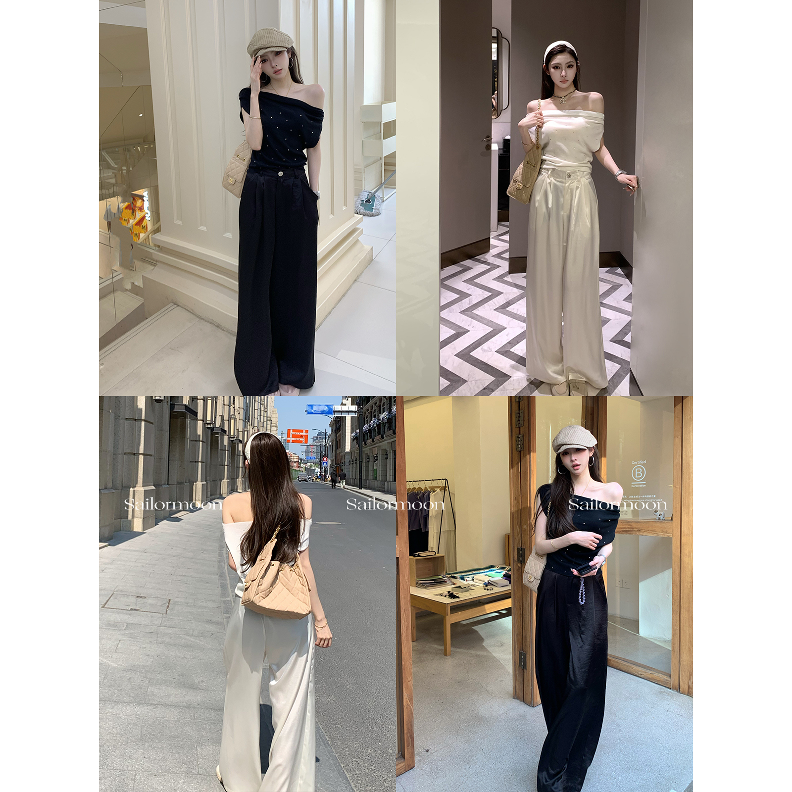 F PROJECT【初夏呼吸】仿醋酸垂感休闲裤女夏季百搭直筒缎面裤