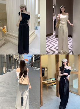 F PROJECT【初夏呼吸】仿醋酸垂感休闲裤女夏季百搭直筒缎面裤