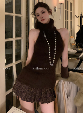 F PROJECT【豹豹猫猫】美式辣妹豹纹百褶超短裙秋冬半身裙 送腰带