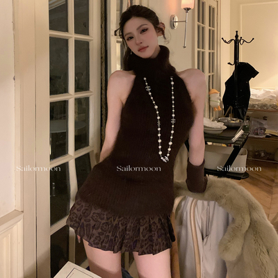 F PROJECT【豹豹猫猫】美式辣妹豹纹百褶超短裙秋冬半身裙 送腰带