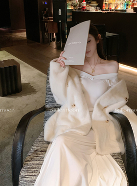 F PROJECT【悉尼晨光】翻领气质大衣舒适保暖环保皮草外套冬季女