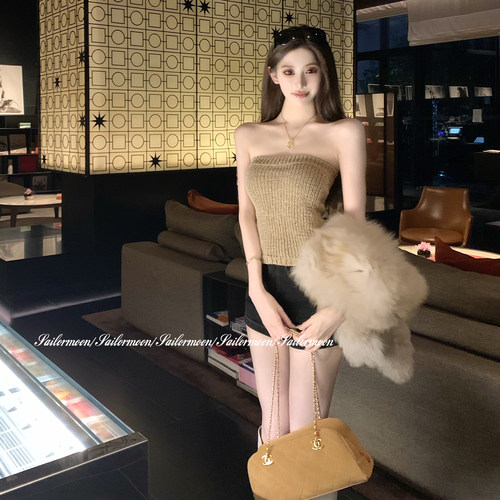 F PROJECT【内搭小心机】甜辣粗棒针松紧修身针织抹胸上衣女内搭