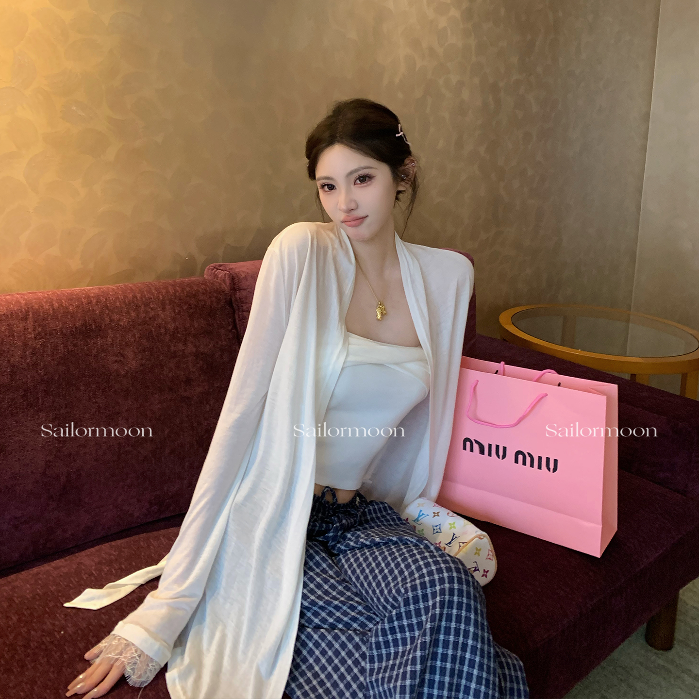 F PROJECT【浮光掠影】天丝羊毛绑带长袖开衫精致气质针织外套女
