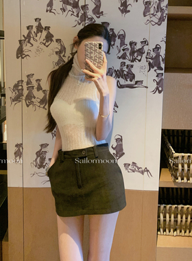 F PROJECT【天赋长腿】麂皮绒低腰复古显瘦半身包臀裙秋冬百搭