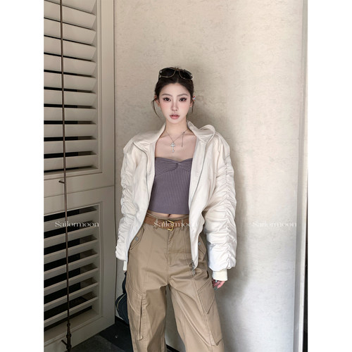 F PROJECT【韩女小蛮腰】90白鸭绒拉链羽绒服女冬季收腰显瘦上衣