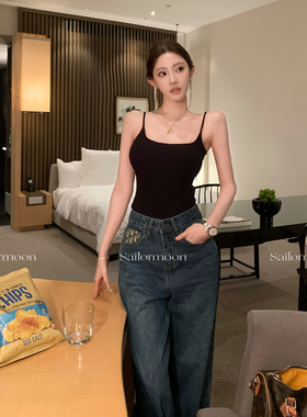 F PROJECT【心动时刻】纯欲磨毛吊带背心带胸垫显胸大收腰显瘦