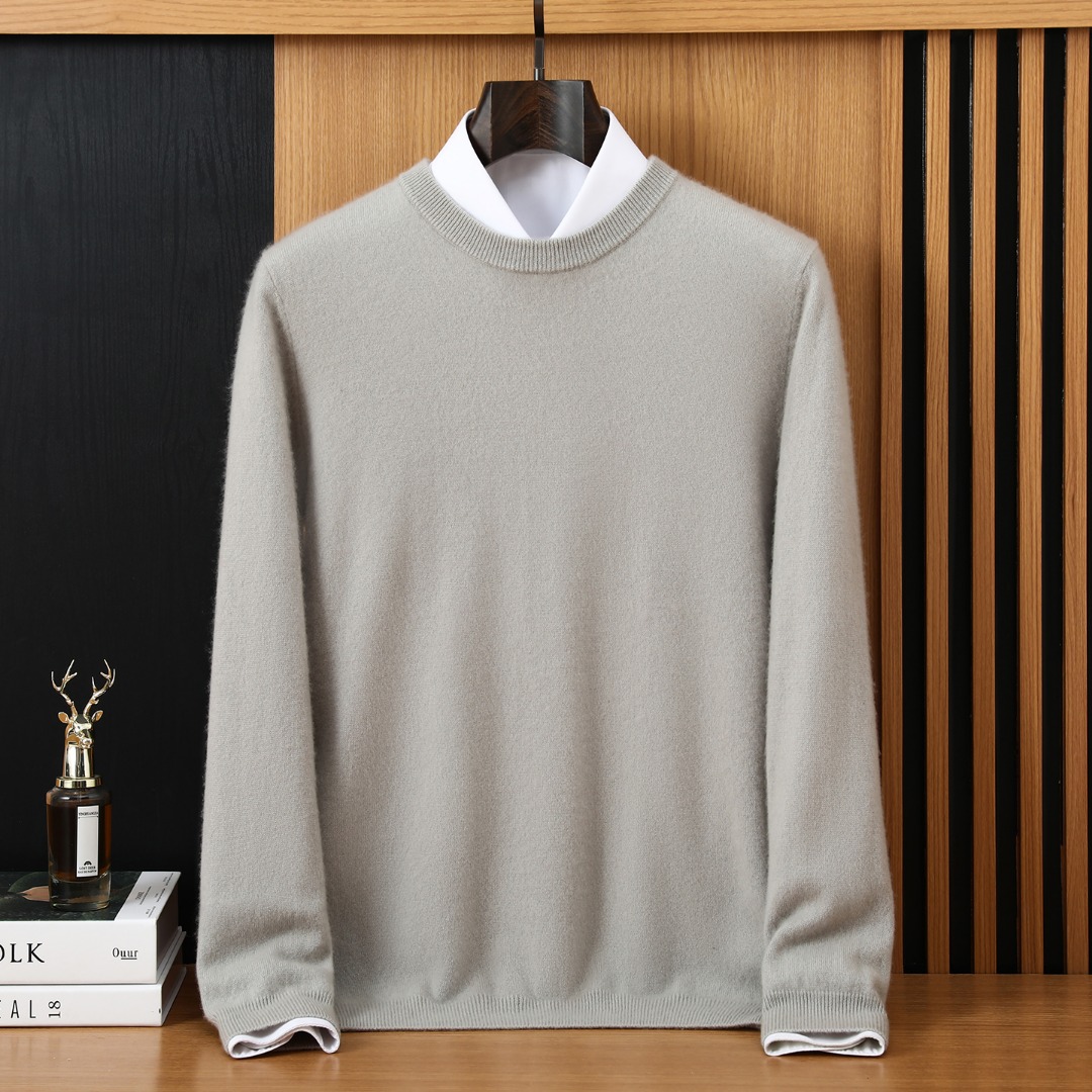 100%羊绒衫男秋冬款宽松套头毛衣