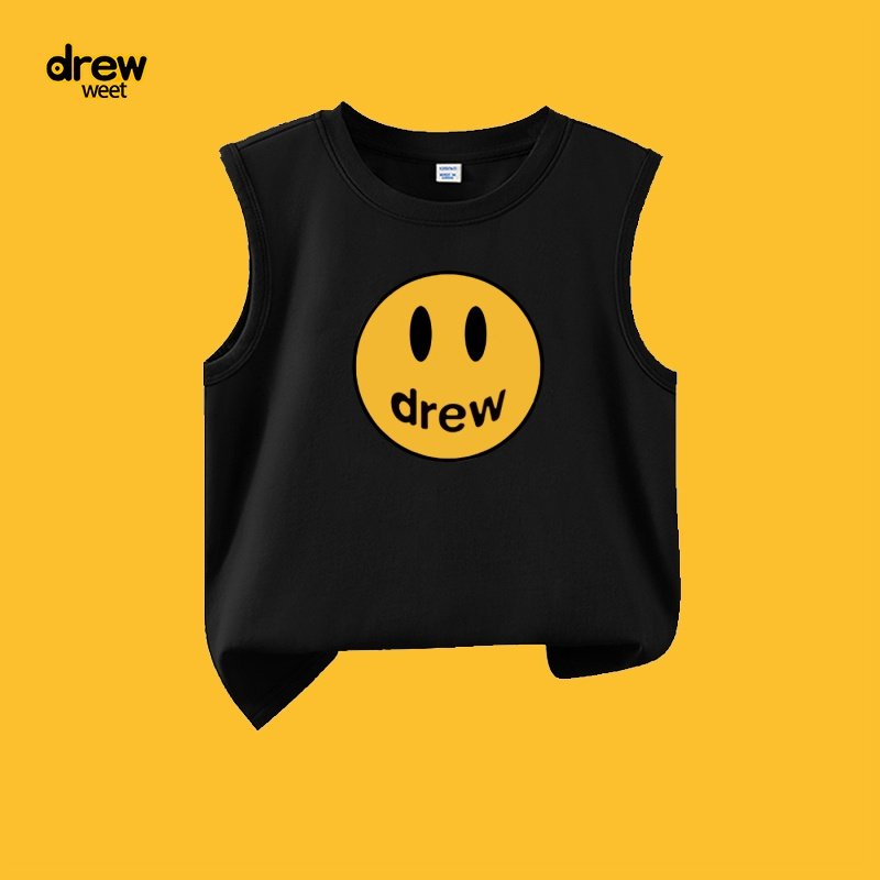 DREW Meet笑脸儿童字母贾斯汀比伯男女款嘻哈中大童无袖短T恤背心