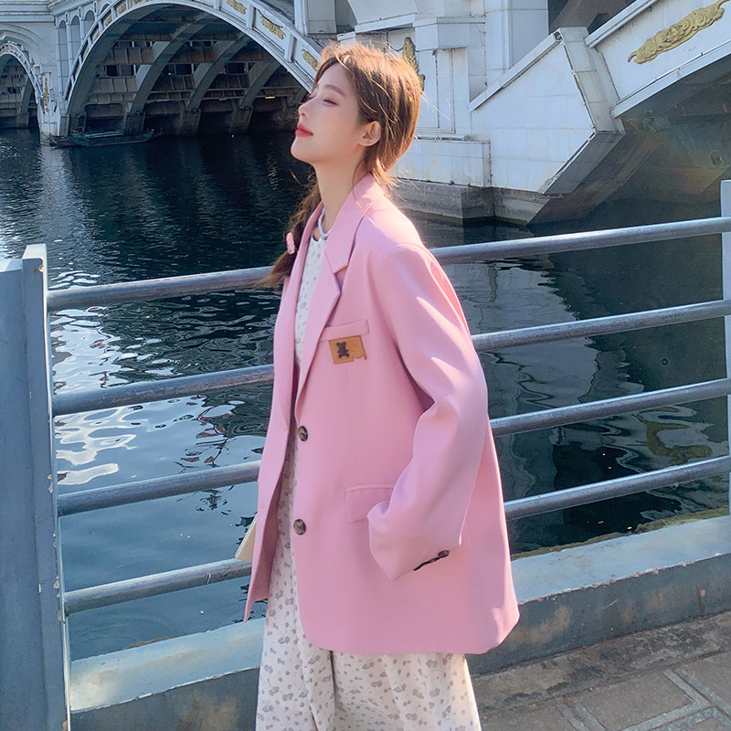 有买家秀！2025春季新款三色贴标西装外套女123-W808-P120-K178图片