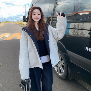 大货已出！2025冬季新款连帽撞色拼接棉服女123-7768-P165-K238，女装棉衣/棉服，浙宝123