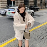 新款！2022冬季新款牛角扣连帽羊羔毛外套123-8872-P175-K248，女装短外套，浙宝123