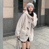 新款！2022冬季新款牛角扣连帽羊羔毛外套123-8872-P175-K248，女装短外套，浙宝123