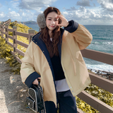 大货已出！2025冬季新款连帽撞色拼接棉服女123-7768-P165-K238，女装棉衣/棉服，浙宝123