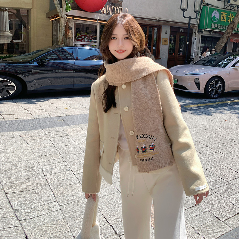 现货！2025冬季新款针织拼接双面呢羊绒大衣女123-7761-P215-K318,女装羊绒大衣,浙宝123