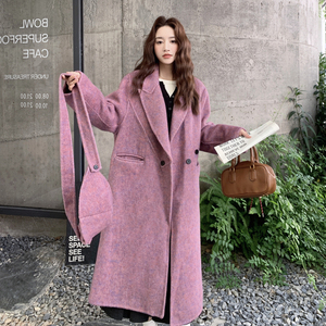 现货！2025冬季新款紫色双面呢羊绒大衣女B123-7762-P265-K388图片
