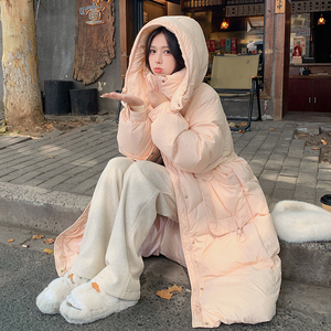 大货已出！2025冬季粉色长款连帽50绒羽绒服123-8692-P285-K418图片