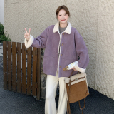 三天出货！2025冬季新款紫色羊羔毛外套女B123-7766-P225-K338，女装短外套，浙宝123