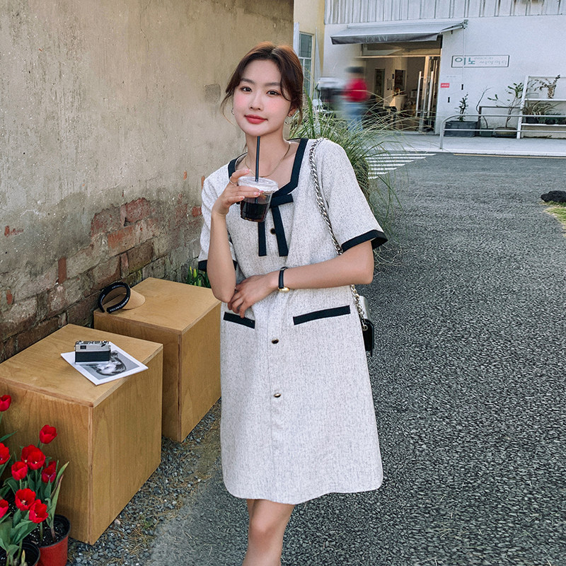 现货！2024夏季小香风撞色连衣裙女123-8602-P105-K158,女装连衣裙,浙宝123