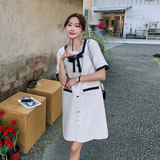 现货！2024夏季小香风撞色连衣裙女123-8602-P105-K158，女装连衣裙，浙宝123