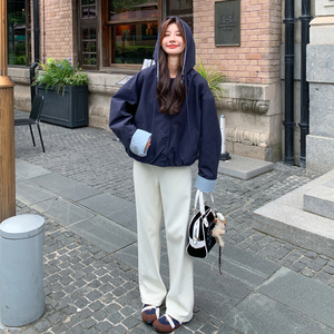新款！2026秋季撞色连帽风衣女123-7736-P155-K218图片