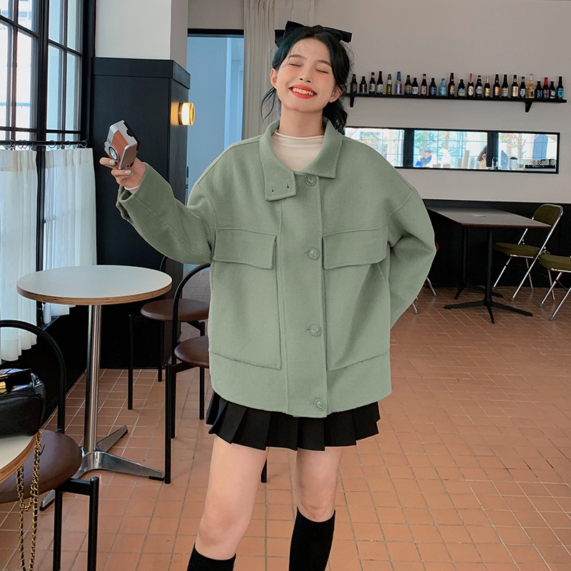 新款！2022短款三色双面羊绒毛呢外套50毛123-8869-P235-K348，女装毛呢外套，浙宝123