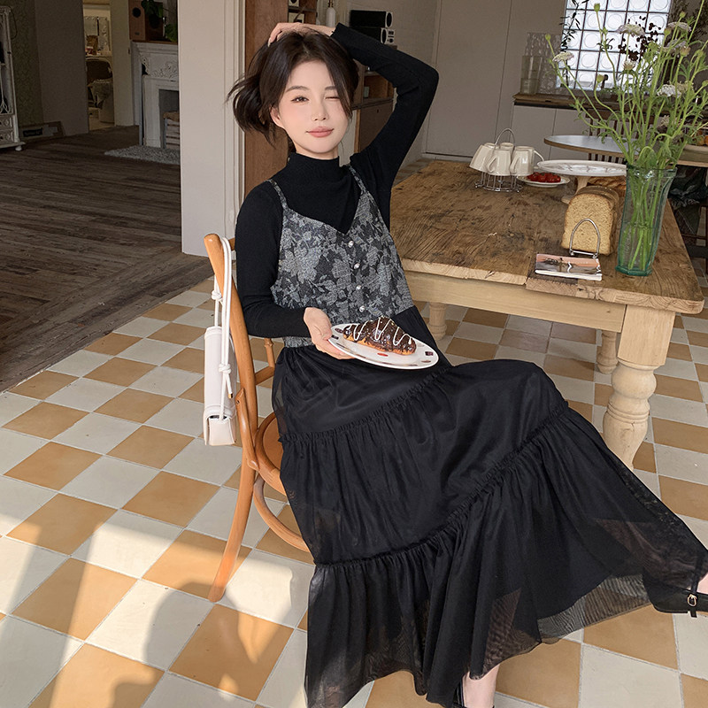 24春季吊带连衣裙两件套123-6011-裙子P135K188T恤P35套P170K228，女装连衣裙，浙宝123