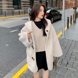 现货哦！2022冬季新款牛角扣连帽羊羔毛外套123-8872-P175-K248，女装短外套，浙宝123