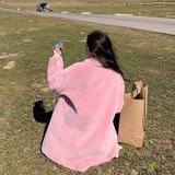 面料以下！2022冬季粉色羊羔毛牛角扣外套123-8877-P185-268，女装毛呢外套，浙宝123