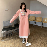 有！2023春季灰色小熊印花蕾丝边卫衣裙123-2389-P120-K178，女装连衣裙，浙宝123