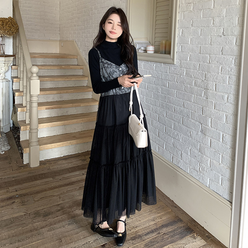 新款！吊带连衣裙两件套123-6011-裙子P135K188T恤P35套P170K228,女装连衣裙,浙宝123