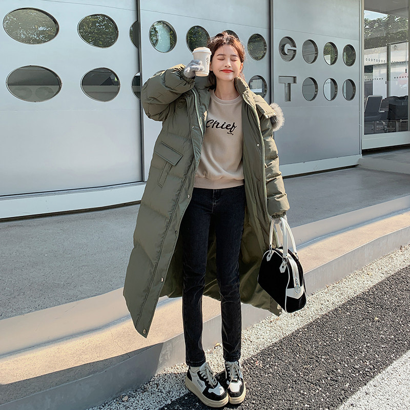 设计款！冬季新款咸菜绿中长款大毛领服123-M102-P195-K288,女装棉衣/棉服,浙宝123