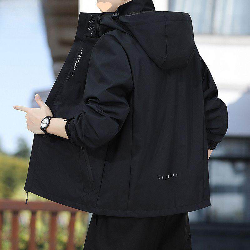 连帽款男士外套春秋款冲锋衣帽三防情侣款休闲户外百搭夹克冲锋衣