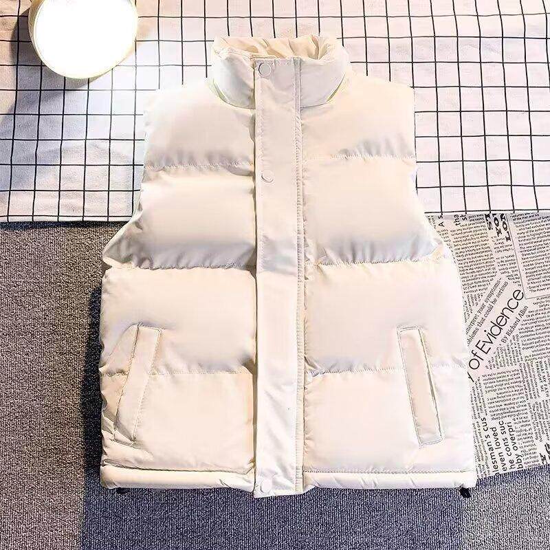 简约纯色立领马夹男秋冬季新款潮流无袖棉服背心oversize保暖外套