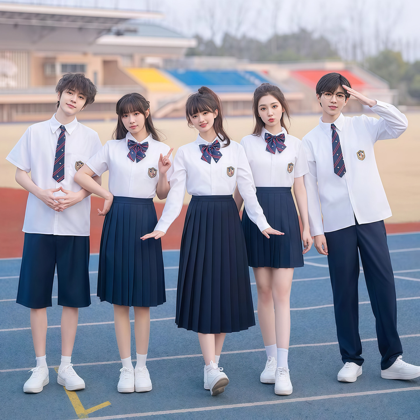 初高中生学生演出朗诵大合唱班服学院风校服毕业季白衬衫长裙套装