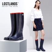 橡胶水鞋 女式 时尚 法式 高筒加绒保暖雨鞋 女士质感皮纹防滑防水雨靴