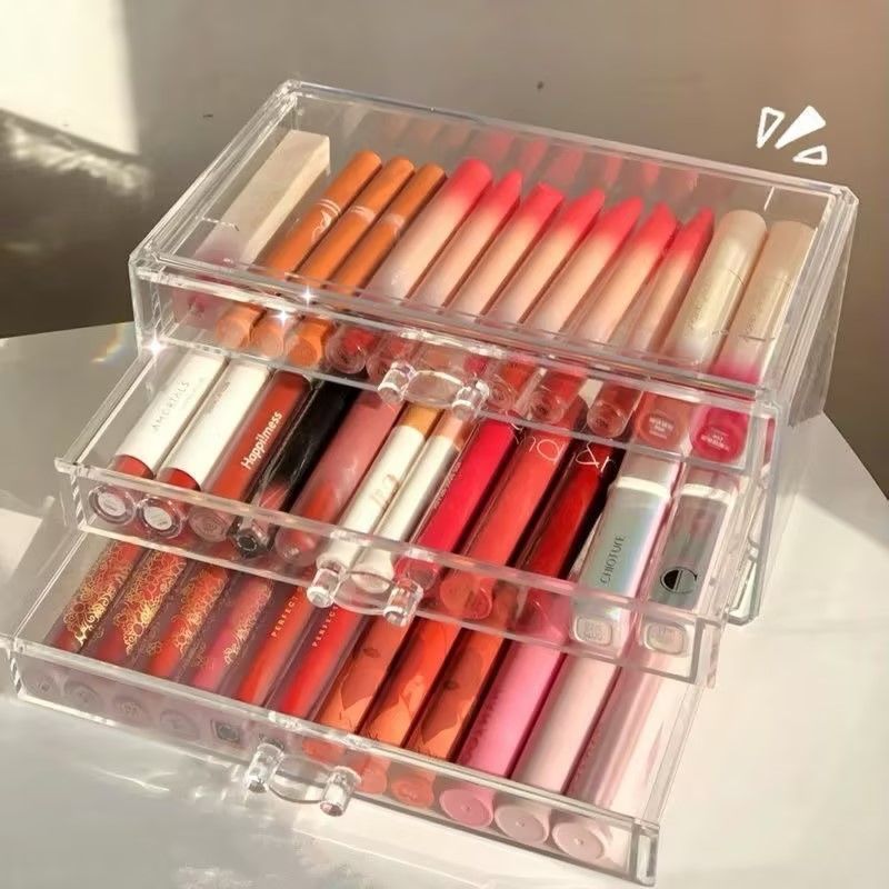 桌面化妆品收纳盒透明抽