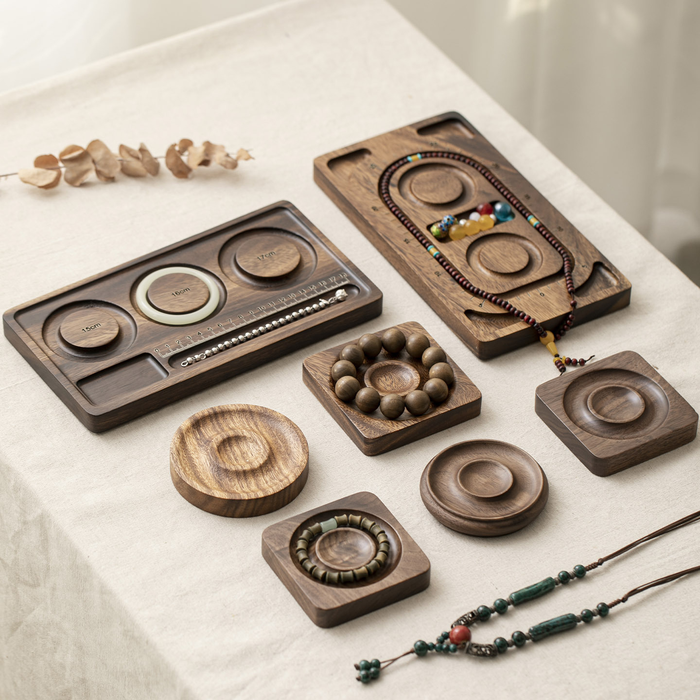 胡桃木首饰展示盘手围串珠设计盘