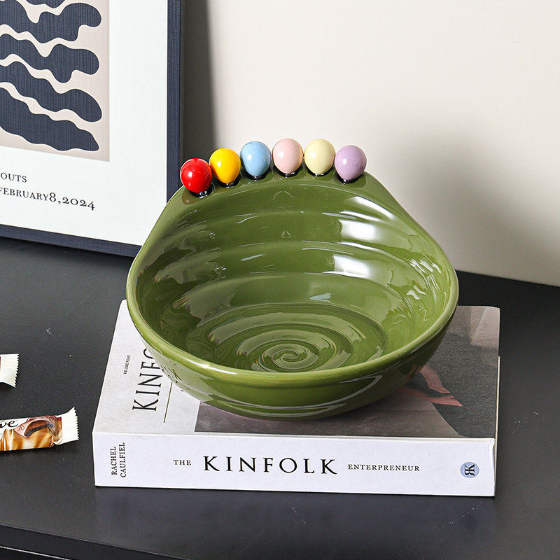 陶瓷水果盘客厅桌面餐桌装饰品摆件零食盘家用收纳高颜值创意果盘