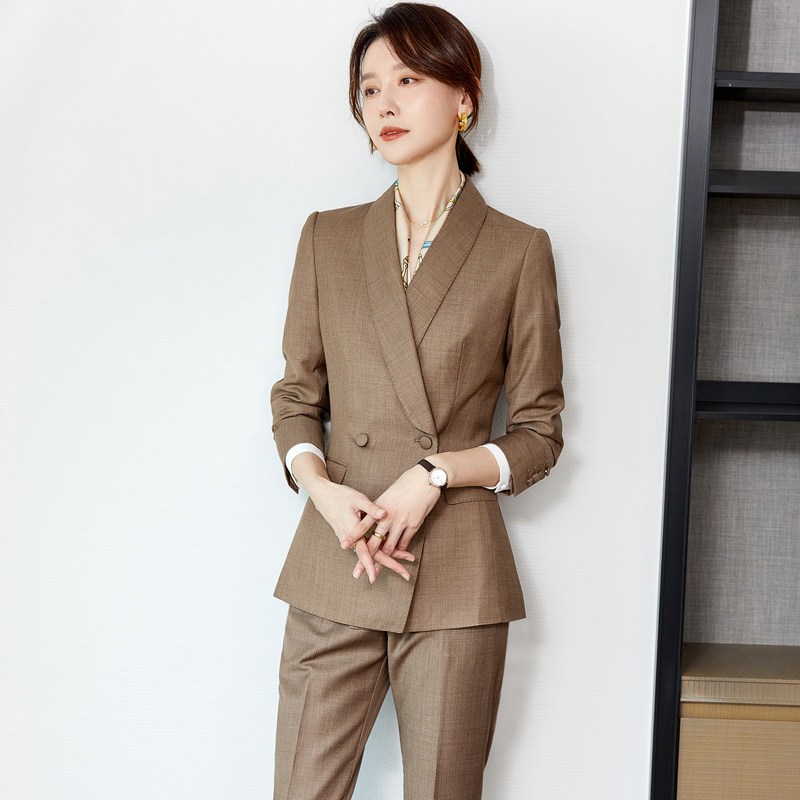 卡其色高级感西装套装女职业装女装时尚修身高端西服白领工作服女