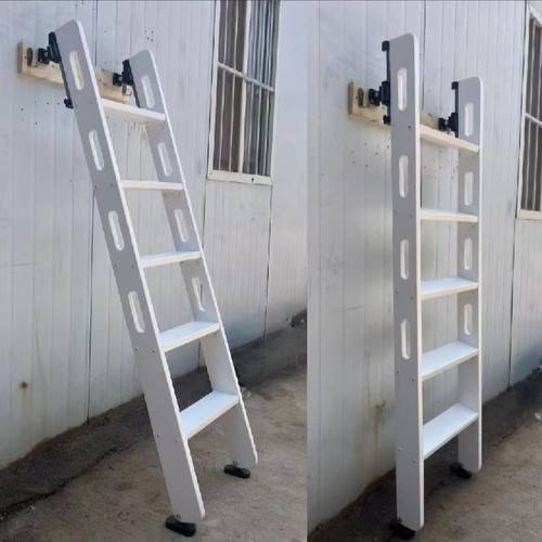 家用可垂直收纳靠墙进口实木直梯