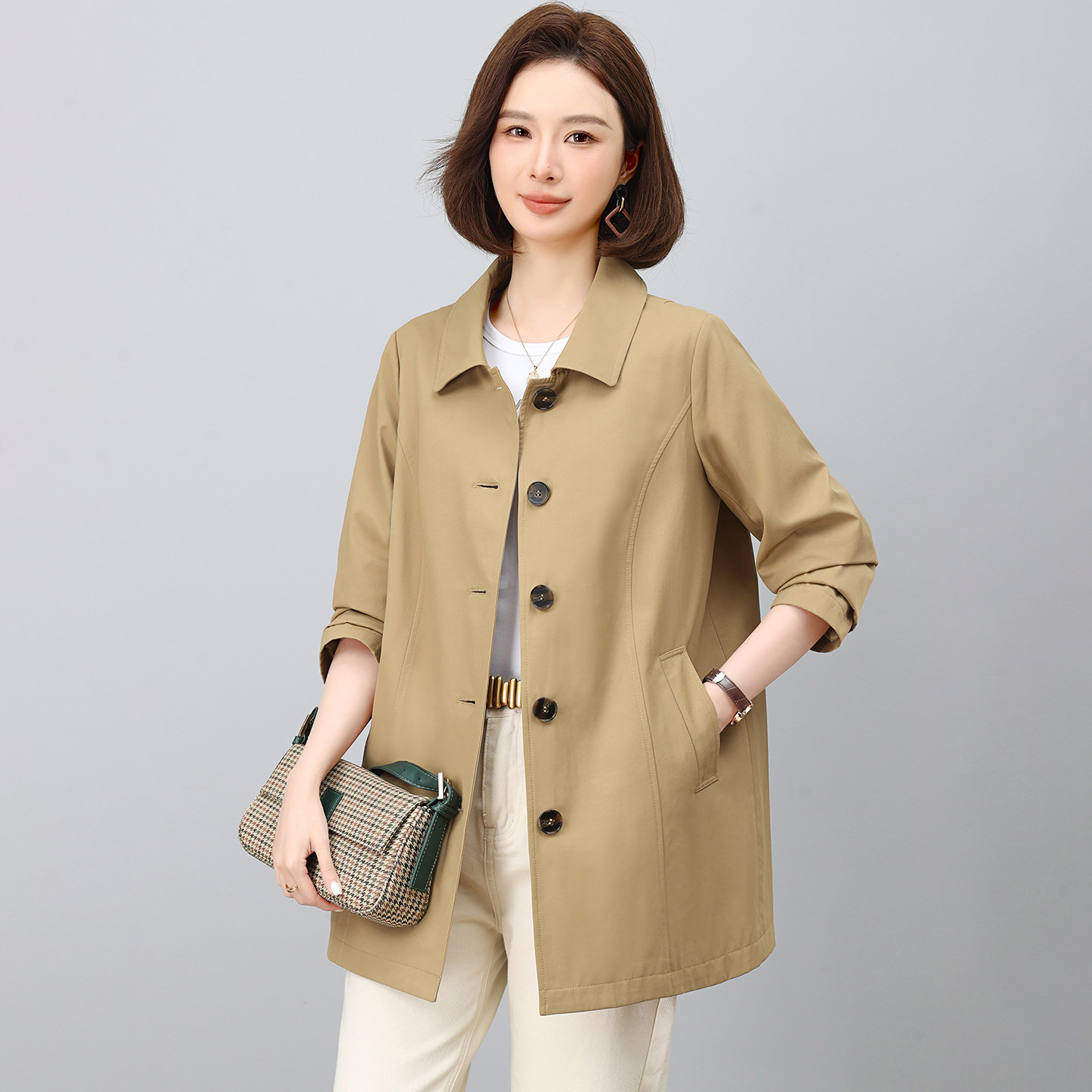 风衣女中长款宽松休闲2026新款