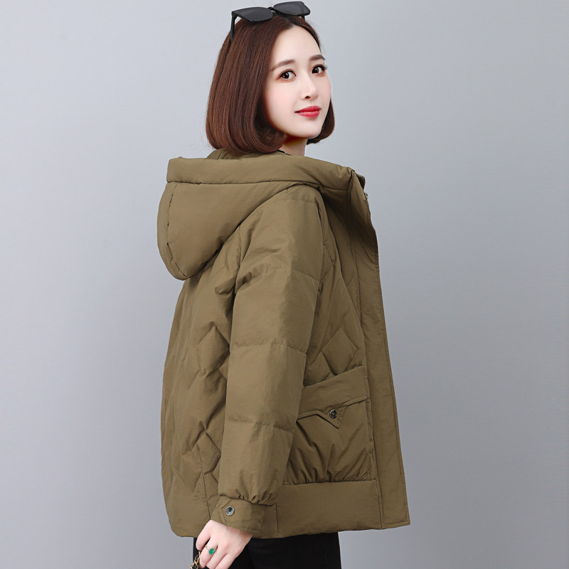 羽绒棉服女中长款宽松2025冬装新款中年妈妈休闲棉衣连帽保暖外套