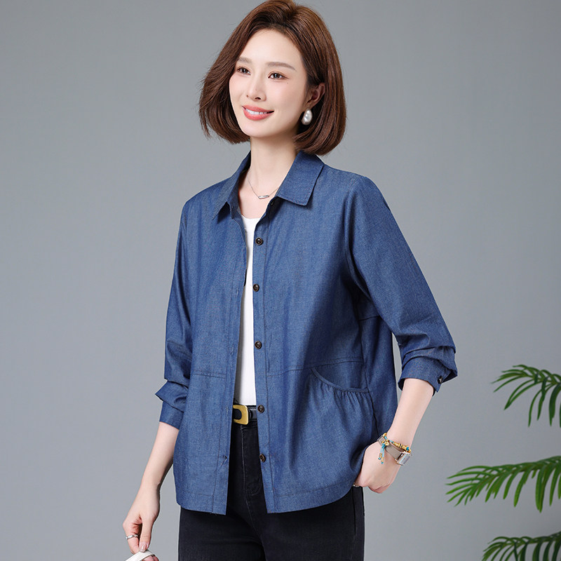牛仔衬衫女春秋2025新款中年妈妈