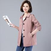 风衣外套女中长款 中年小个子妈妈气质翻领上衣 宽松2026年春秋新款