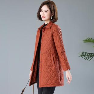 棉衣棉服女中长款2025秋冬新款中年妈妈洋气大码显瘦轻薄夹棉外套