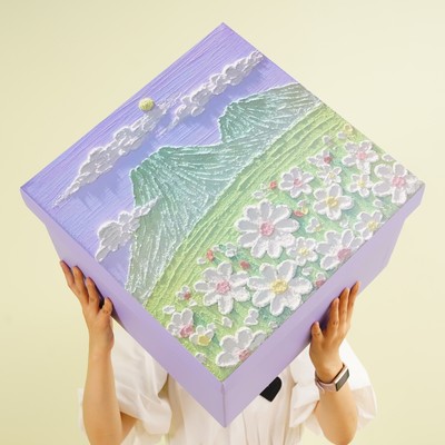 3D立体感油画风礼物盒紫色礼品盒