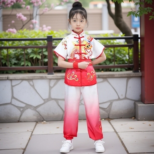 武术服 短袖 新款 少儿武术服中国风男女练功服训练比赛表演渐变长袖