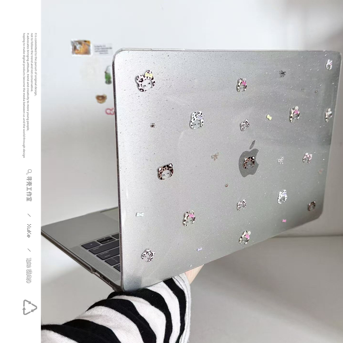 可爱豹纹头套kitty2025款适用macbookair保护壳13.6寸m4苹果macbookpro套15笔记本电脑14寸16键盘膜air透明女