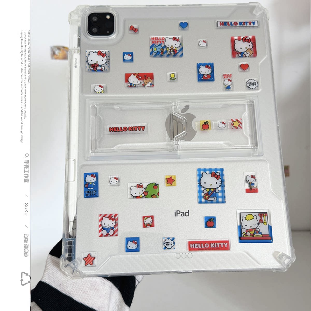 悦木凯蒂猫kitty适用苹果三星华为2025ipadpro保护套支架平板Air3468壳带笔槽第十代12.9寸matepad透明可爱女